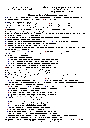 Đề kiểm tra học kỳ II môn Vật lý Lớp 8 - Năm học 2018-2019 - Trường THCS Thái Xuyên (Có đáp án)